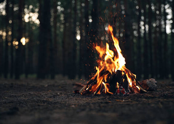 mit Familie am Feuer