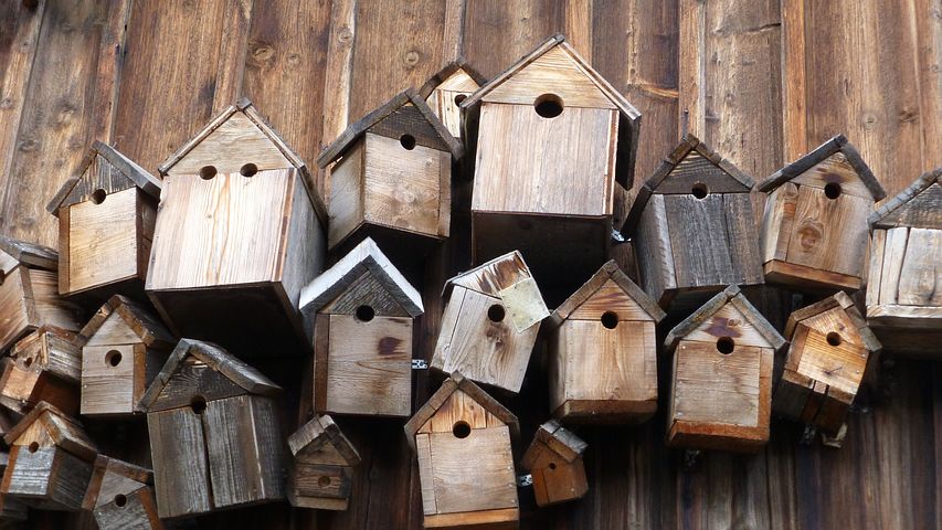 Vogelfutterhӓuser im Garten